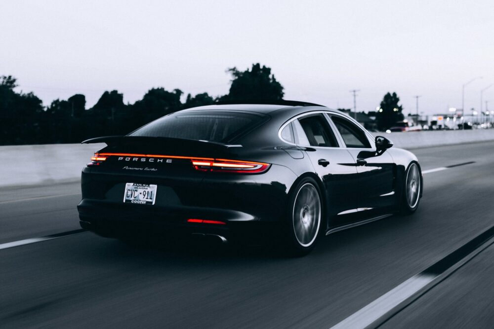 black sports car on the street