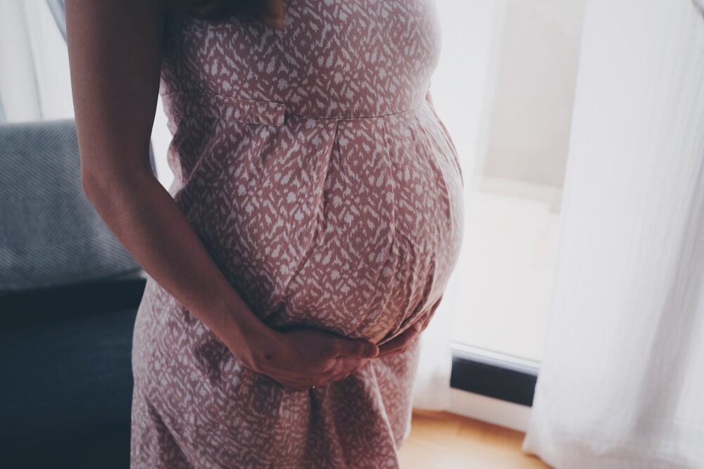 pregnant woman in living room