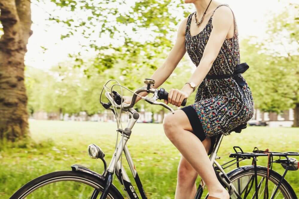 girl in the park on the bike