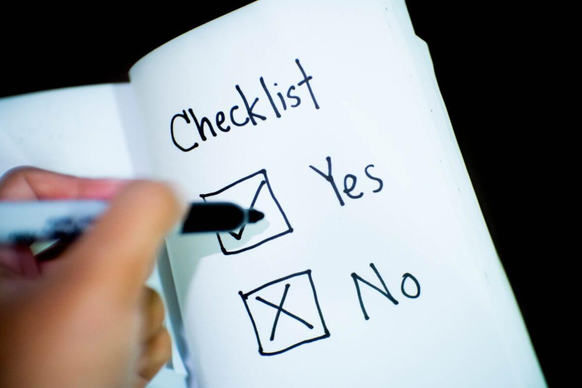 A yes-no checklist