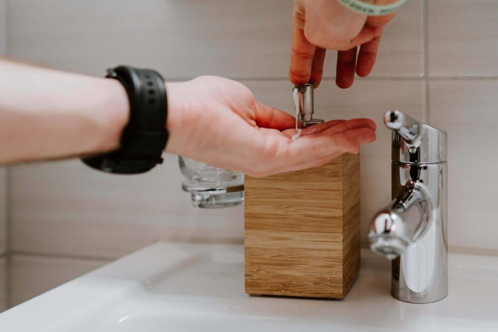 person washing hands