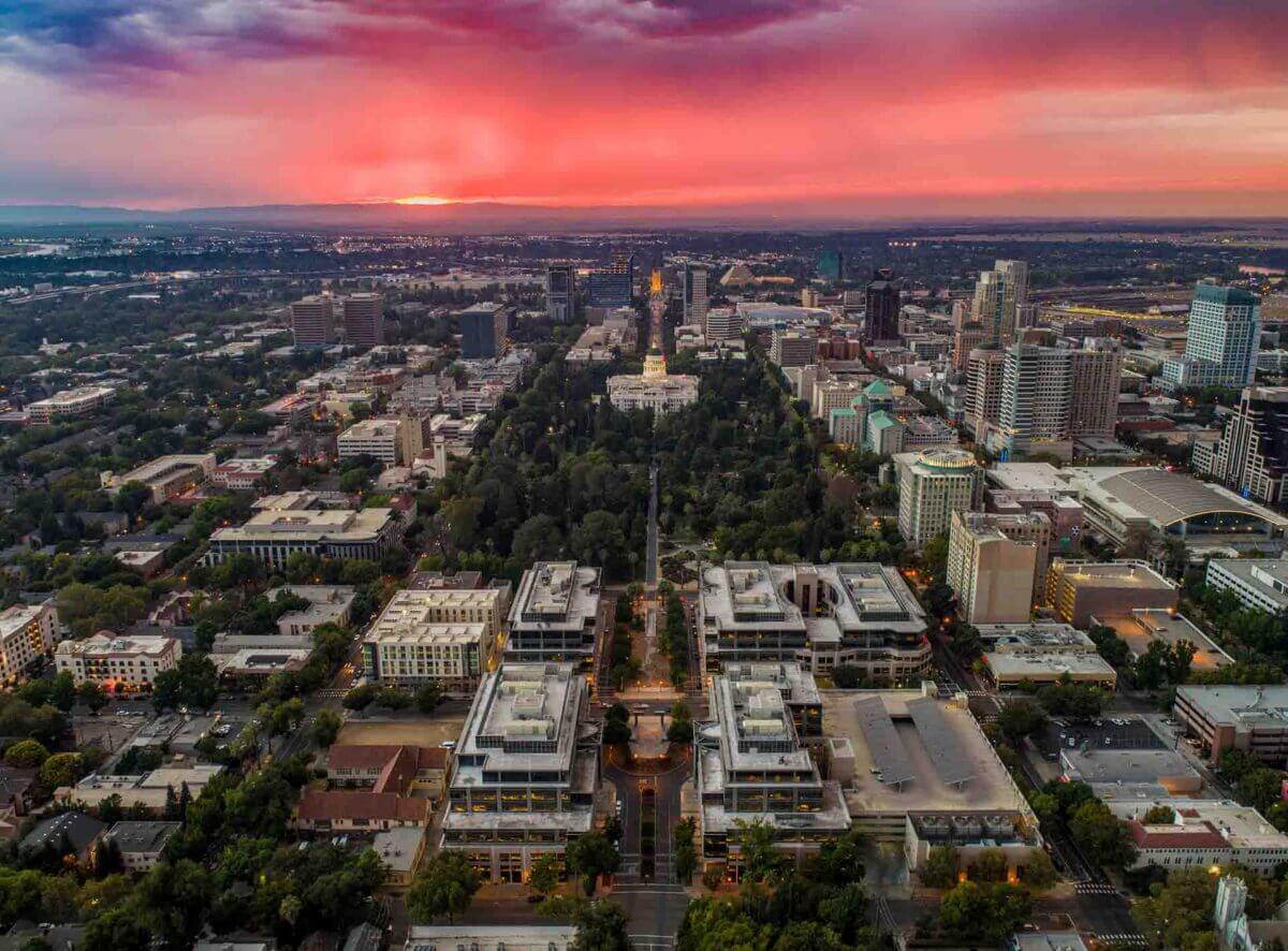 Aerial images of downtown Sacramento