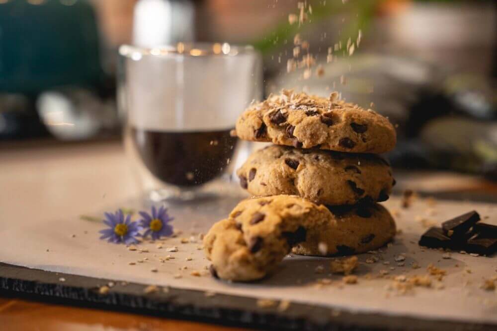 chocolate chip cookies and coffee