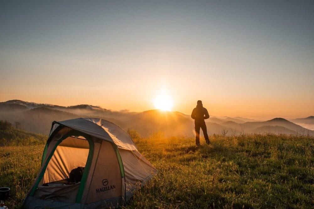 couple camping during the night