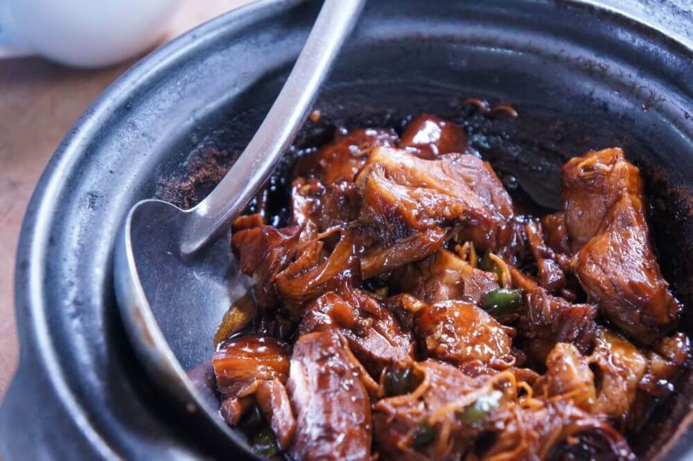 pulled pork served in a metal plate