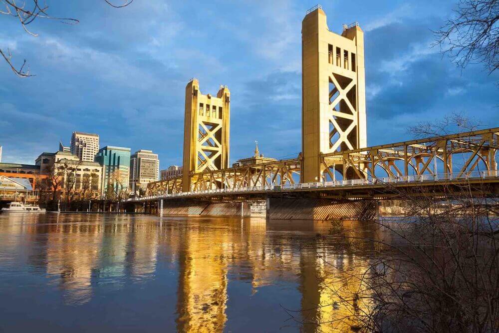 Sacramento bridge during the sunset