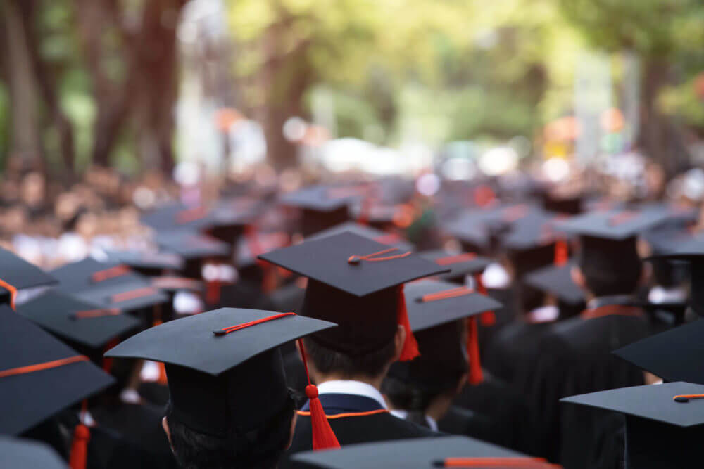 College graduates at the graduation ceremony