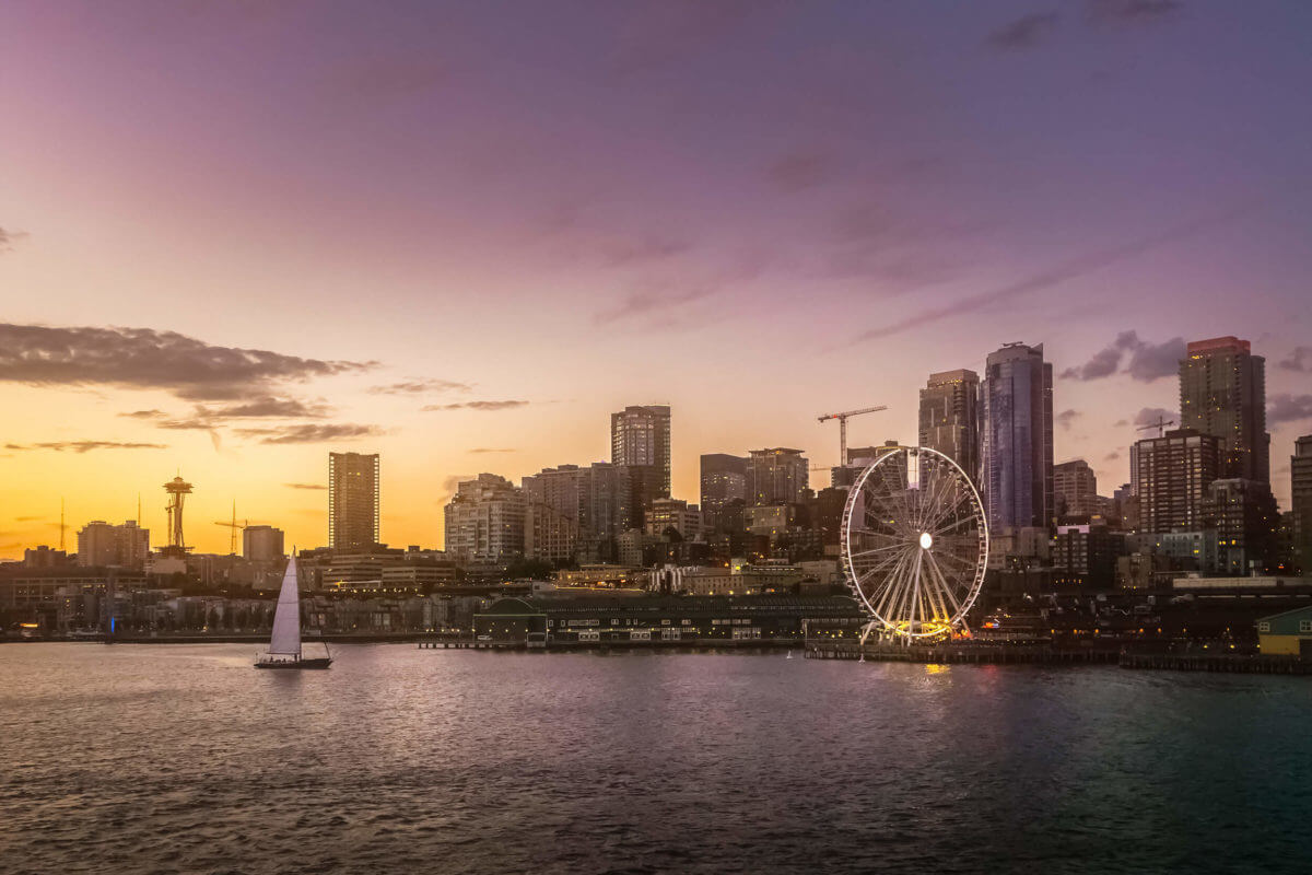 seattle during the sunset