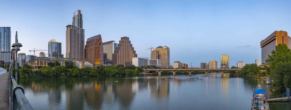Austin skyline from water
