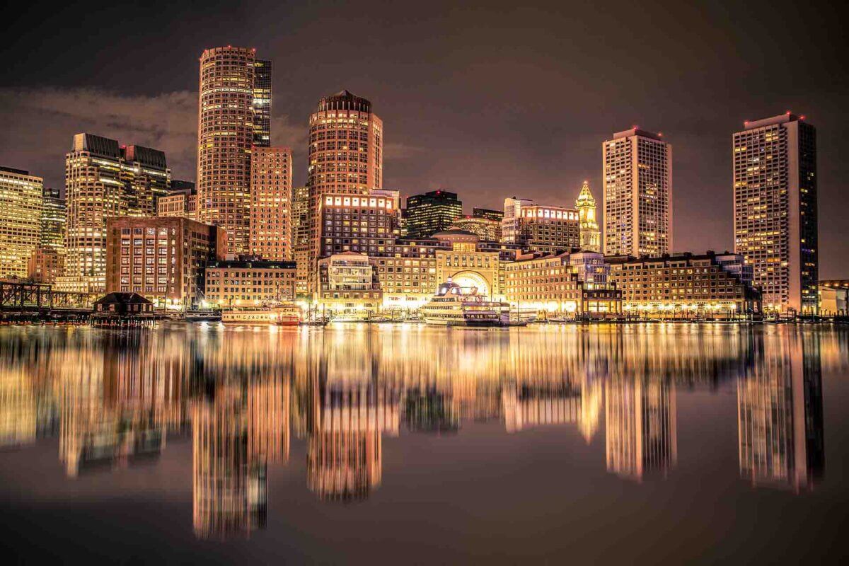 Boston Massachusetts skyline and Boston Harbor