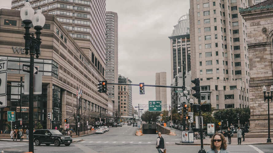 A street view of Boston during the day