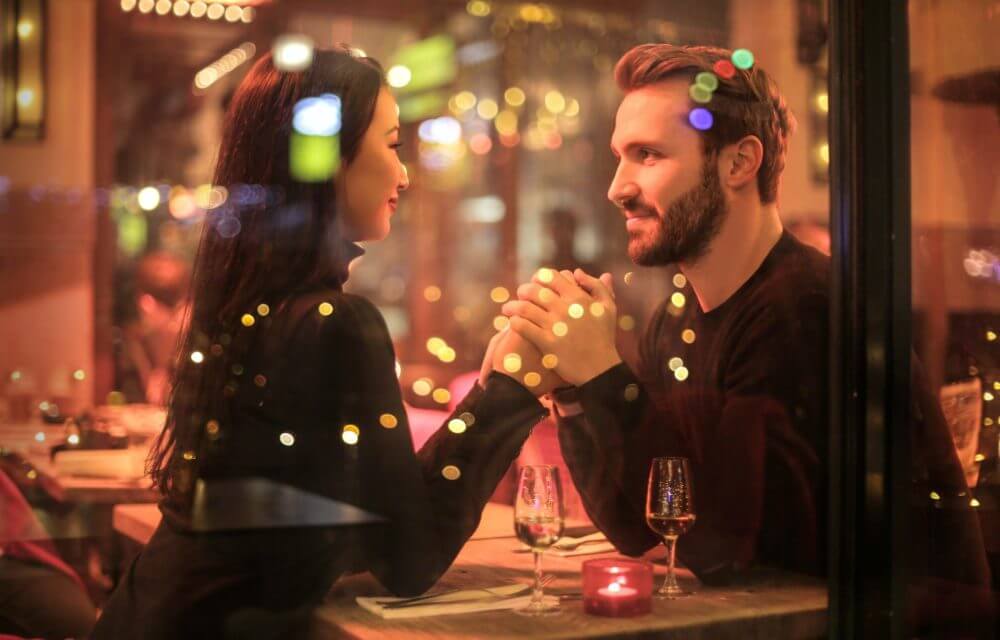 couple on a romantic dinner date 