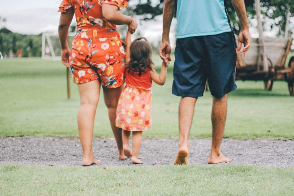 parents and kid in the park