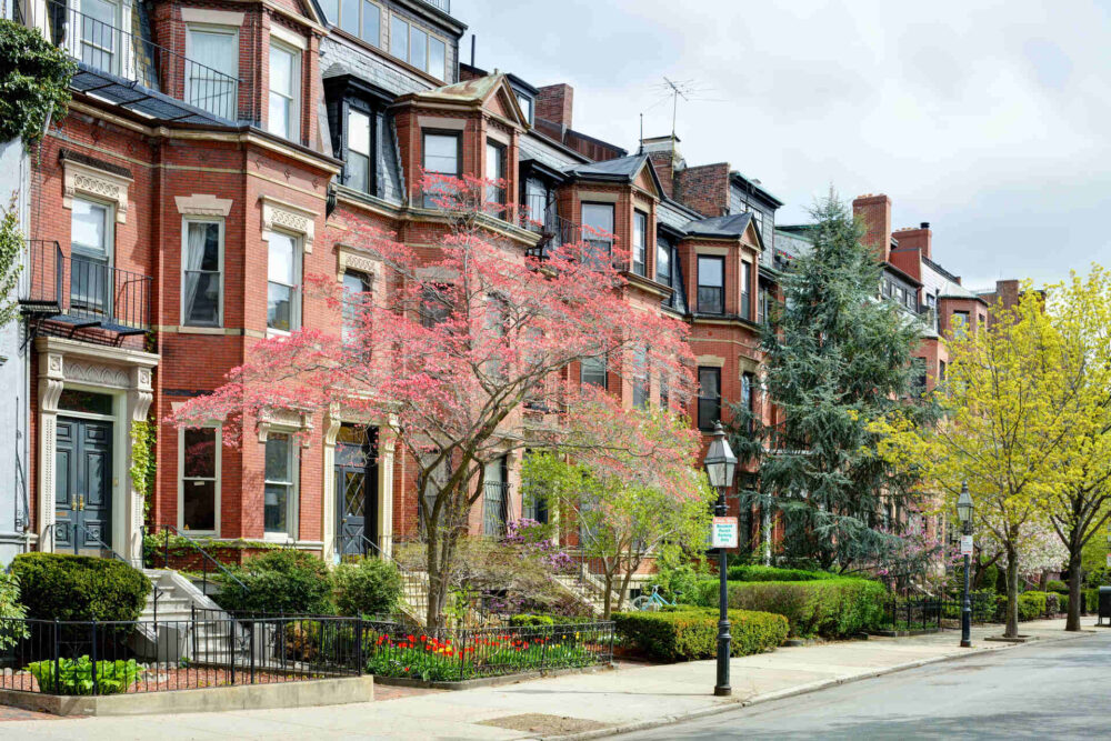 Row of red brick terraced houses