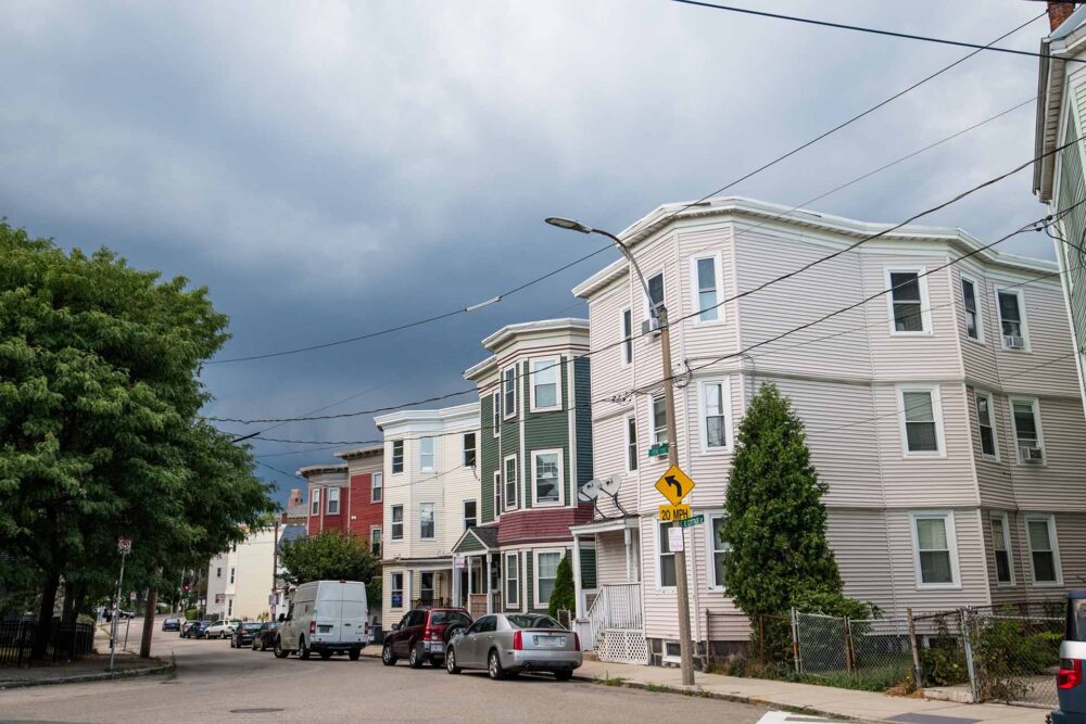 row of houses in the suburbs 