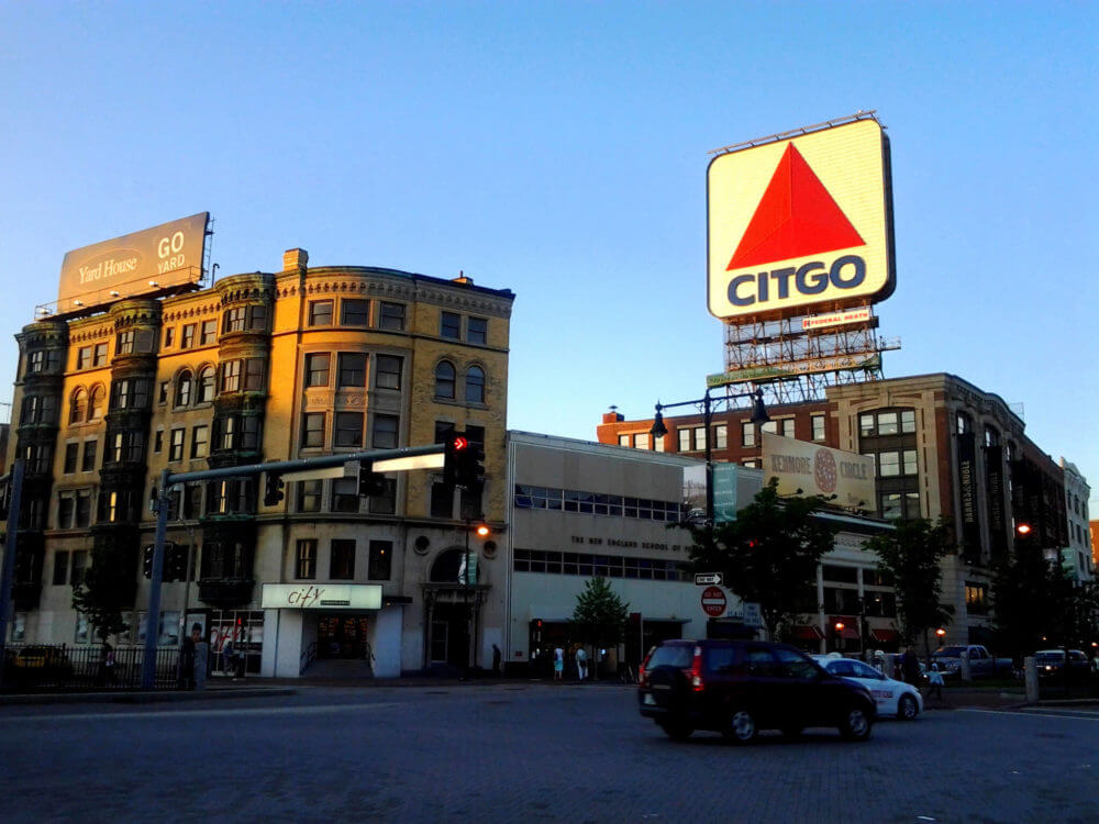 Fenway-Kenmore during the sunset