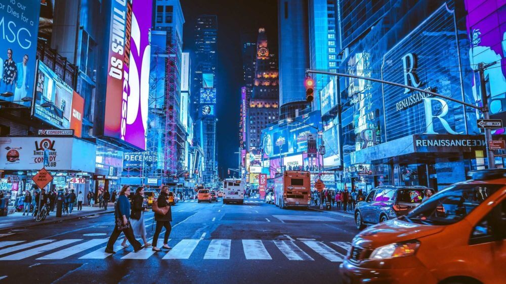 Times Square in New York City at night