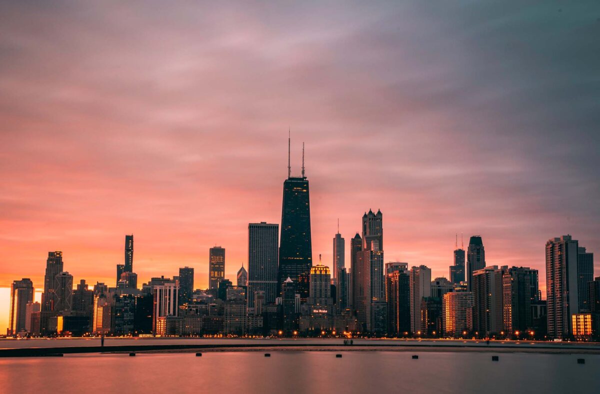 chicago during the sunset