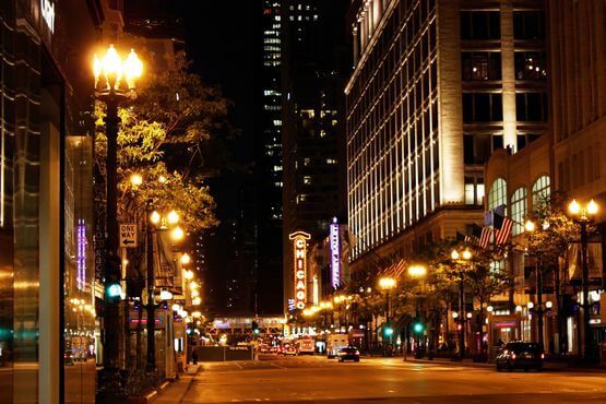 Chicago during the night