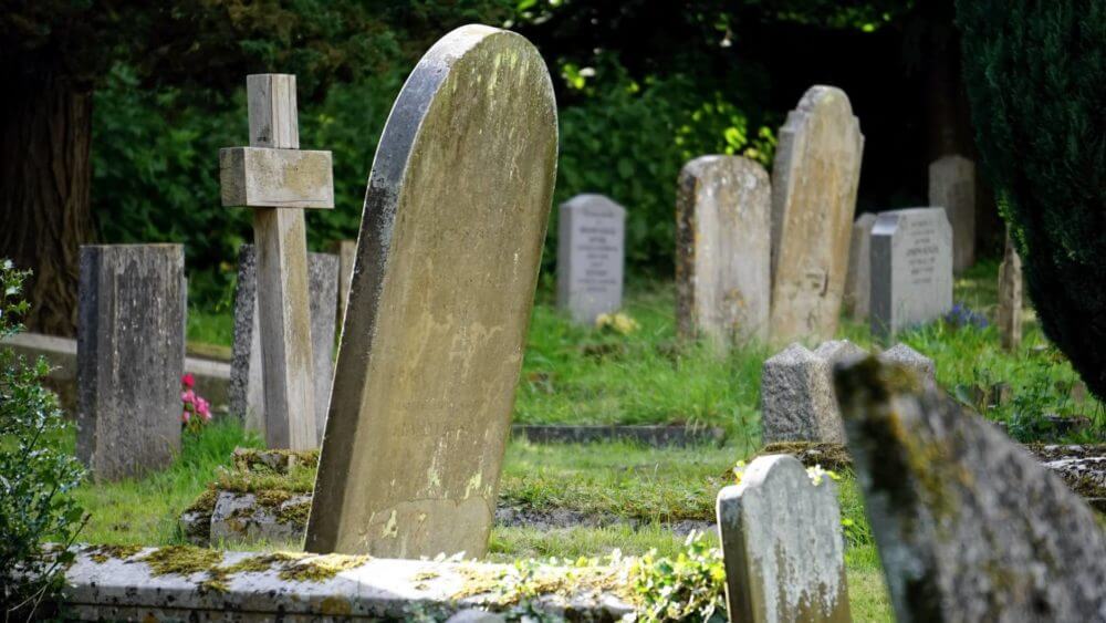 An image of old gravestones.