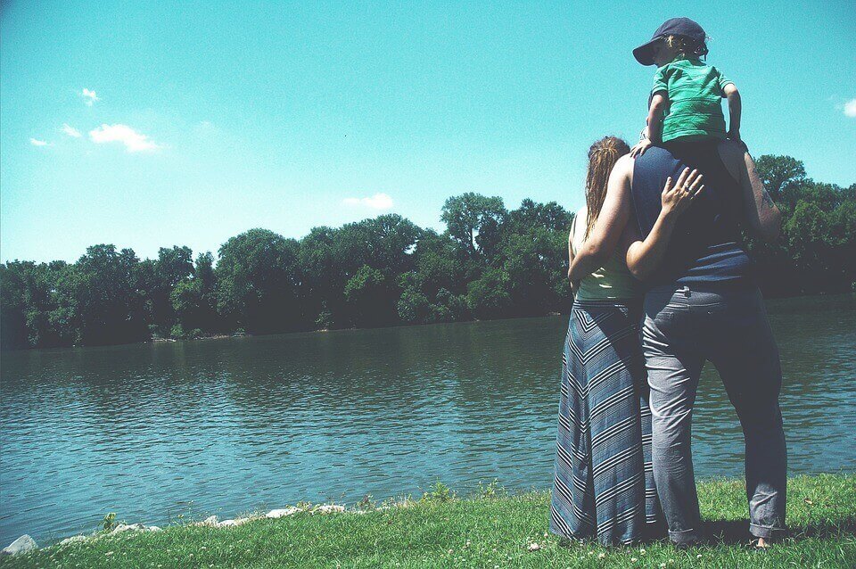 family with children after long-distance moving