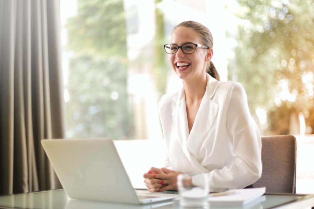 An image of a businesswoman working in an office.