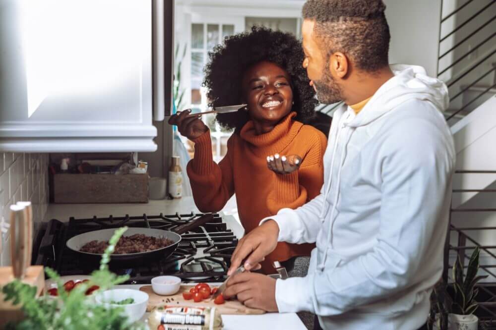 couple cooking in the kitchen