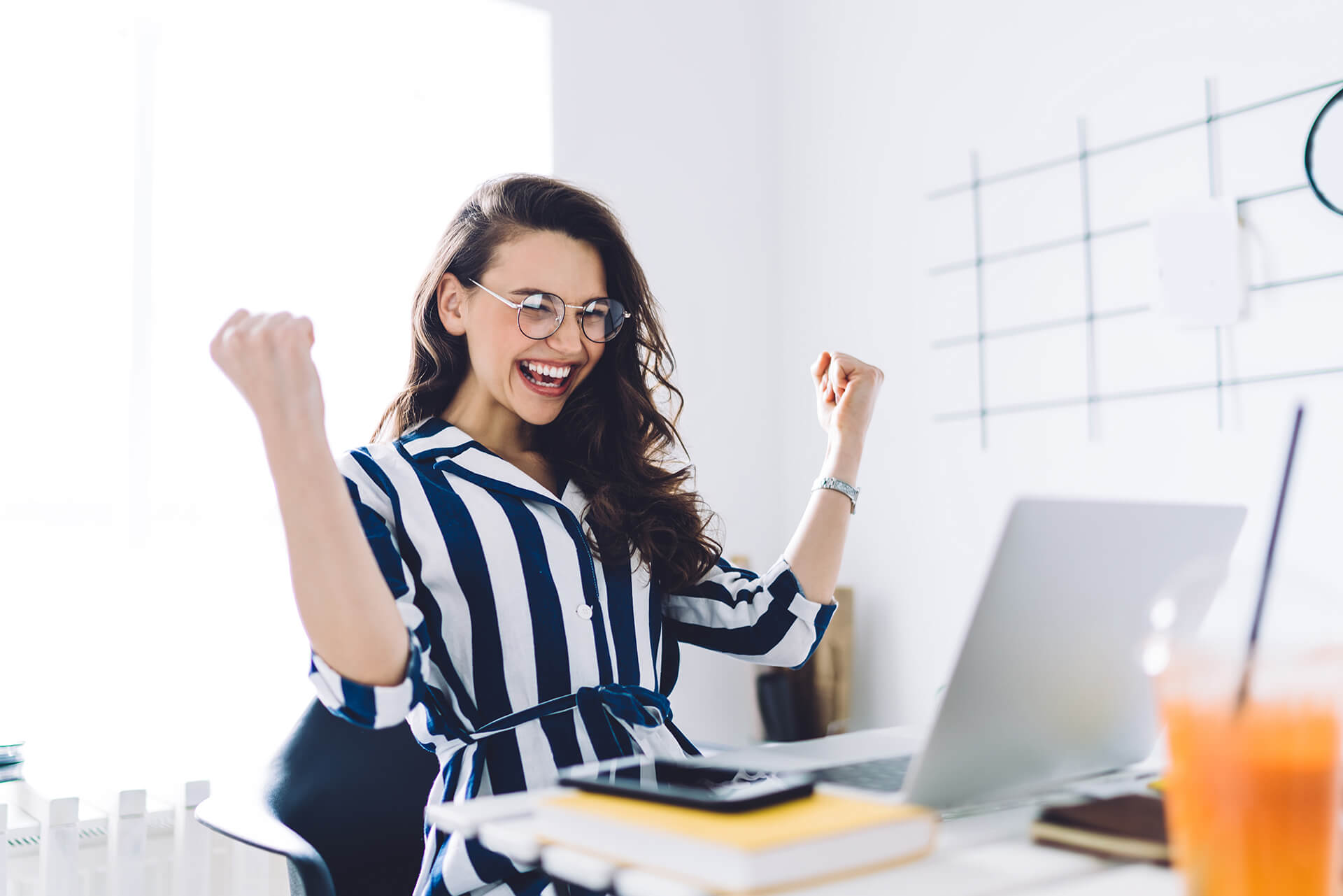 A girl rejoices in her success