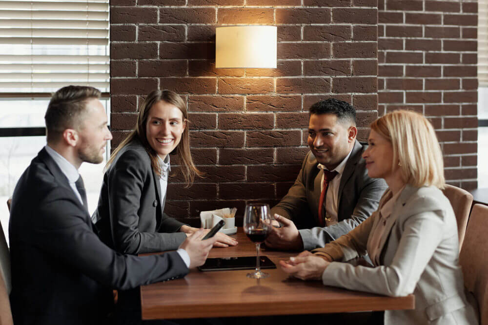 colleagues at lunch break 