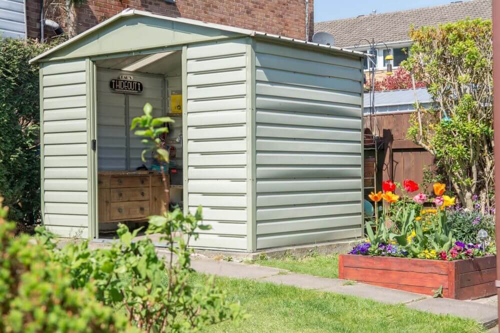 A shed in the garden