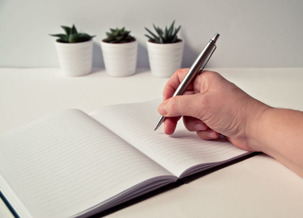 A notebook on the desk 