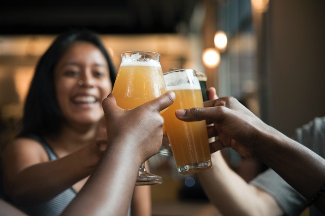 Girl at the bar after a cross-country moving