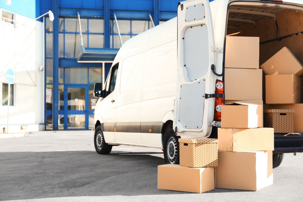 A truck with a bunch of boxes 