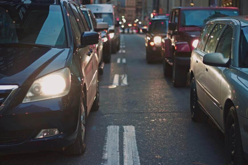 Rows of cars on the street