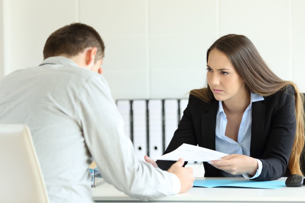 Person at the job interview after long-distance moving