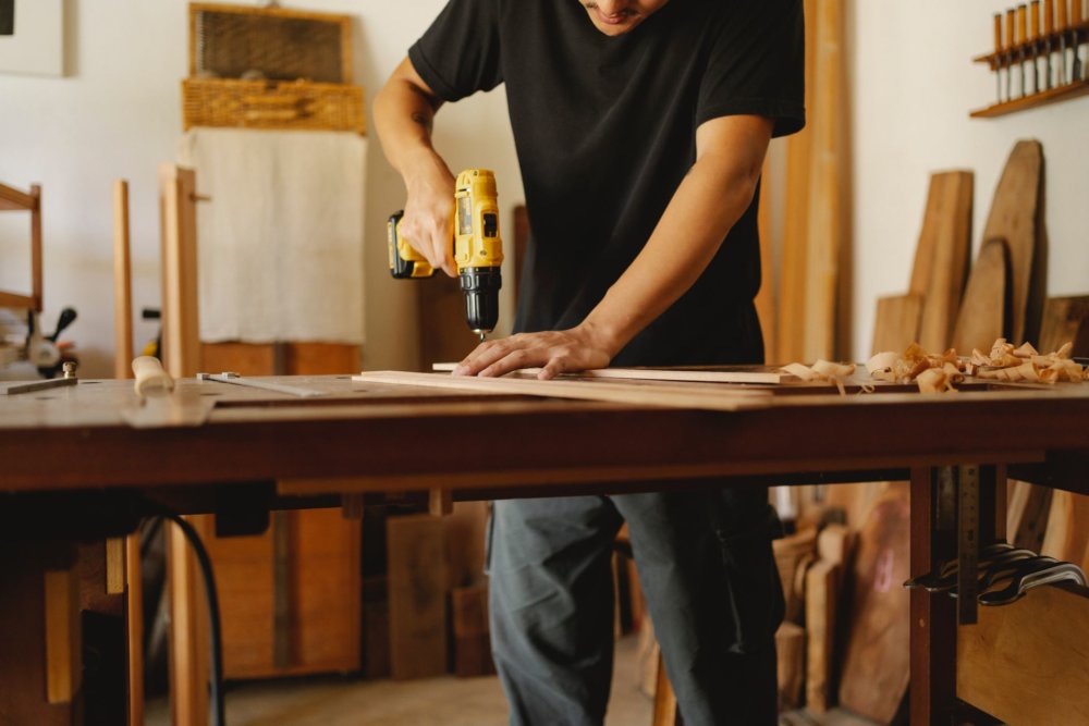 A man working in the garage