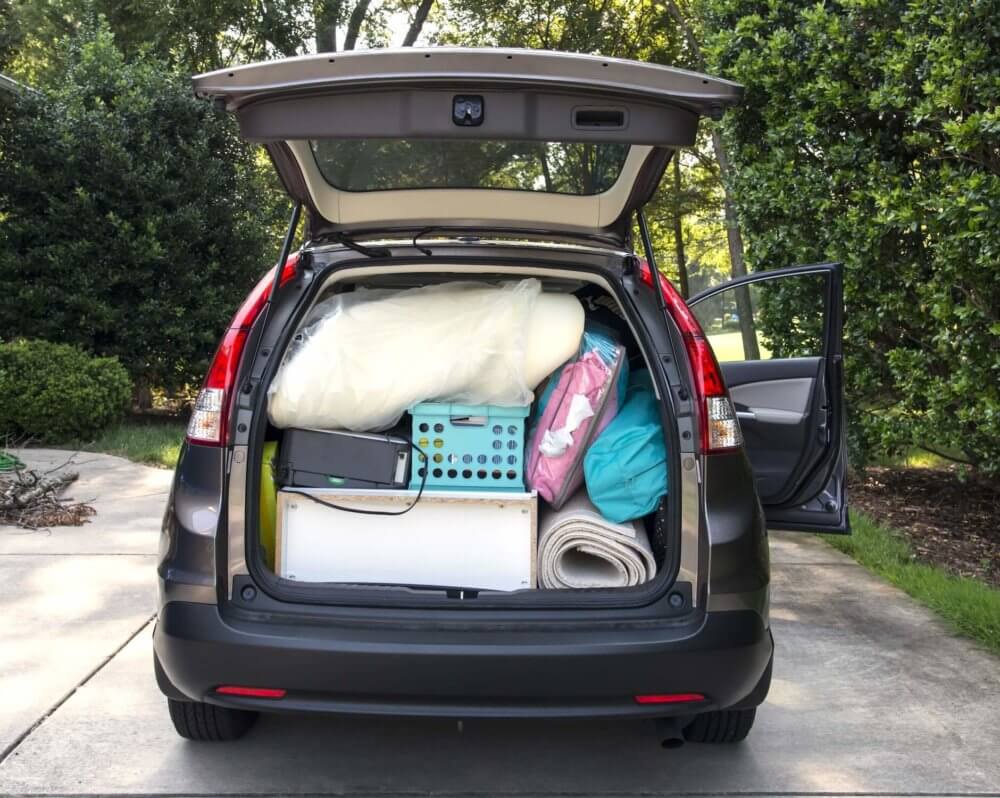 A car packed for long-distance moving