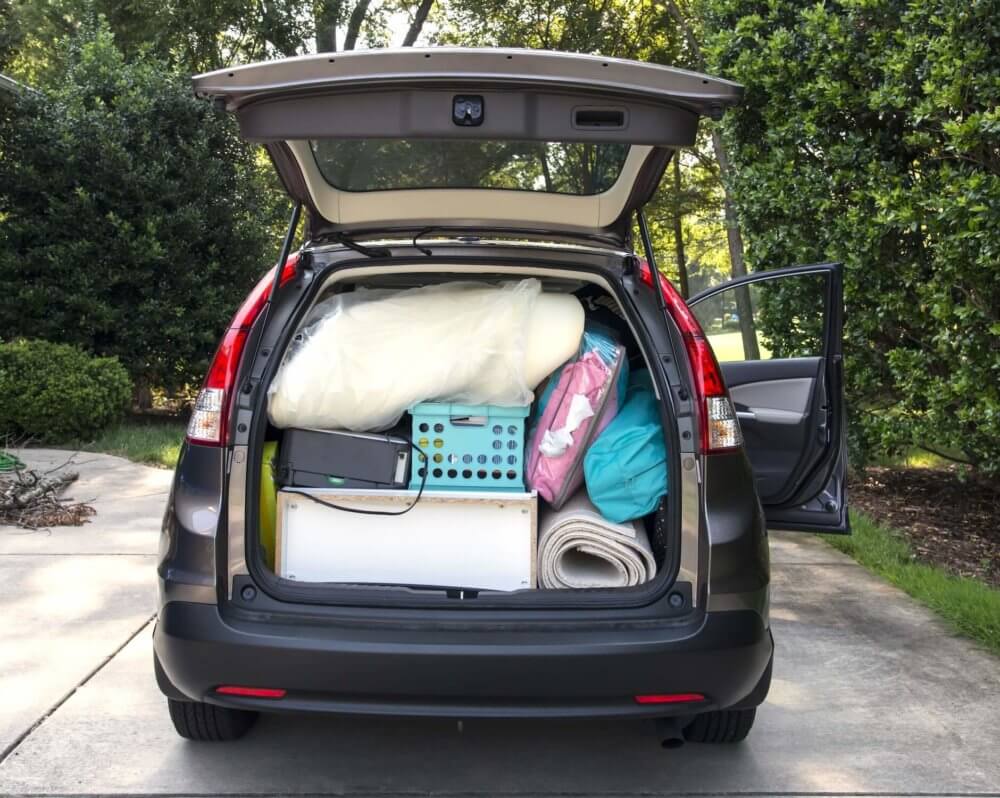 A car packed for long-distance moving 