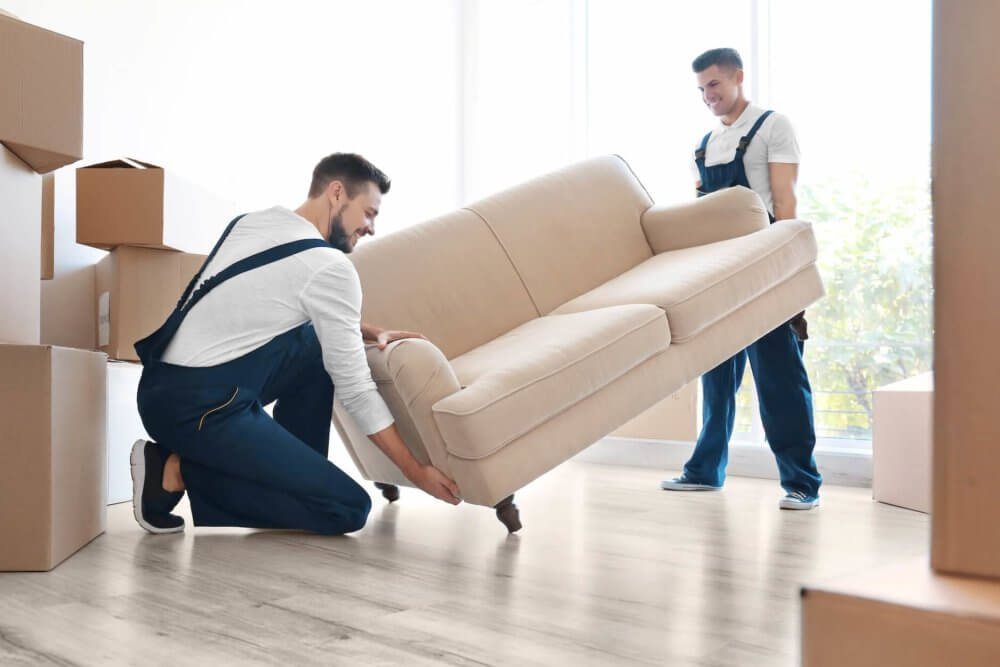 Long-distance movers relocating furniture 