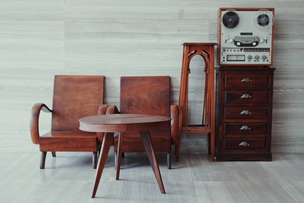 A wooden dresser after a car shipping company unloaded it from the long-distance moving truck