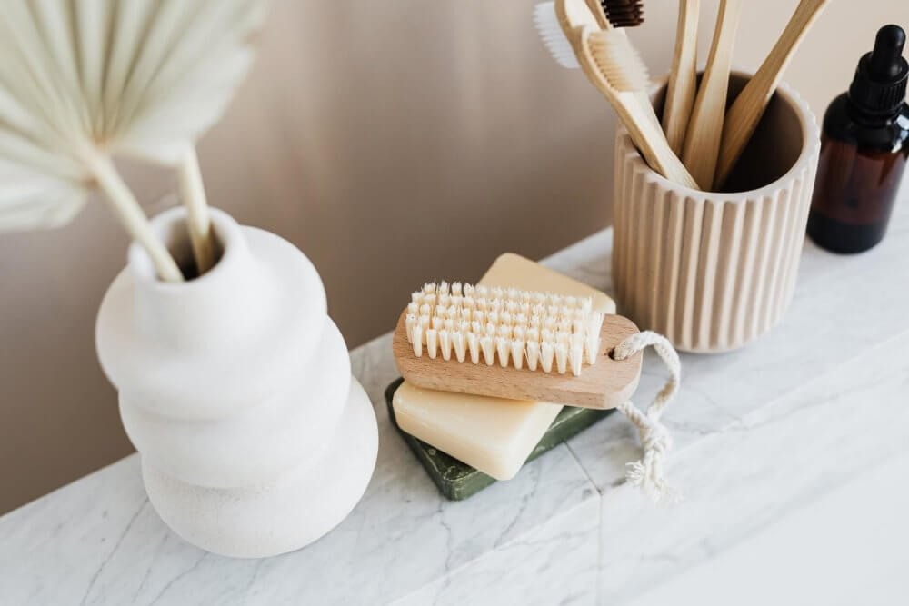 A set of bathroom toiletries