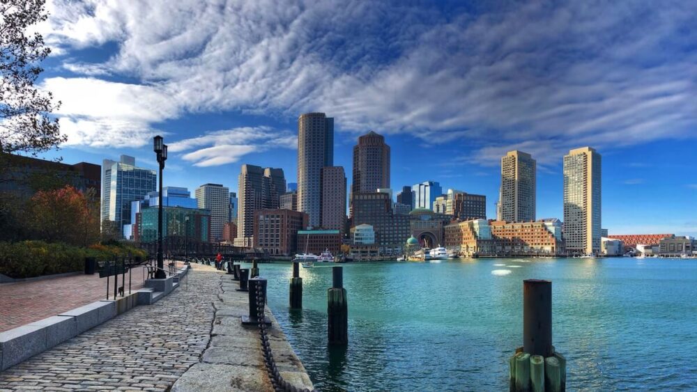 Boston seaport and skyline