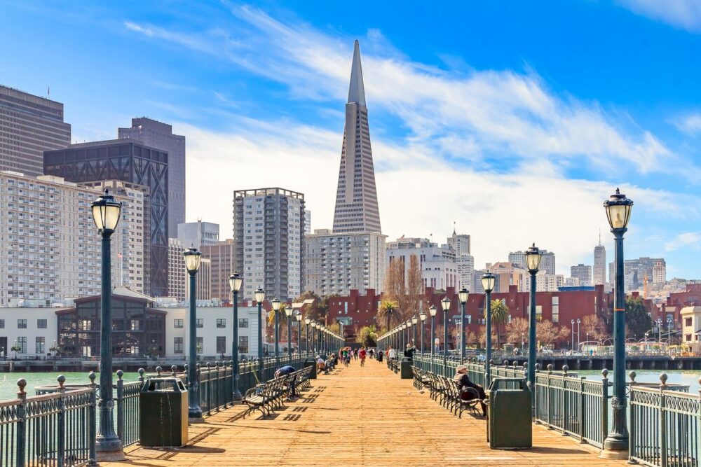 A view of San Franciscan buildings from the pier