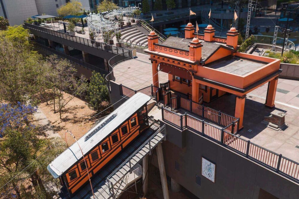 View of Los Angeles Flight Railway after cross-country moving