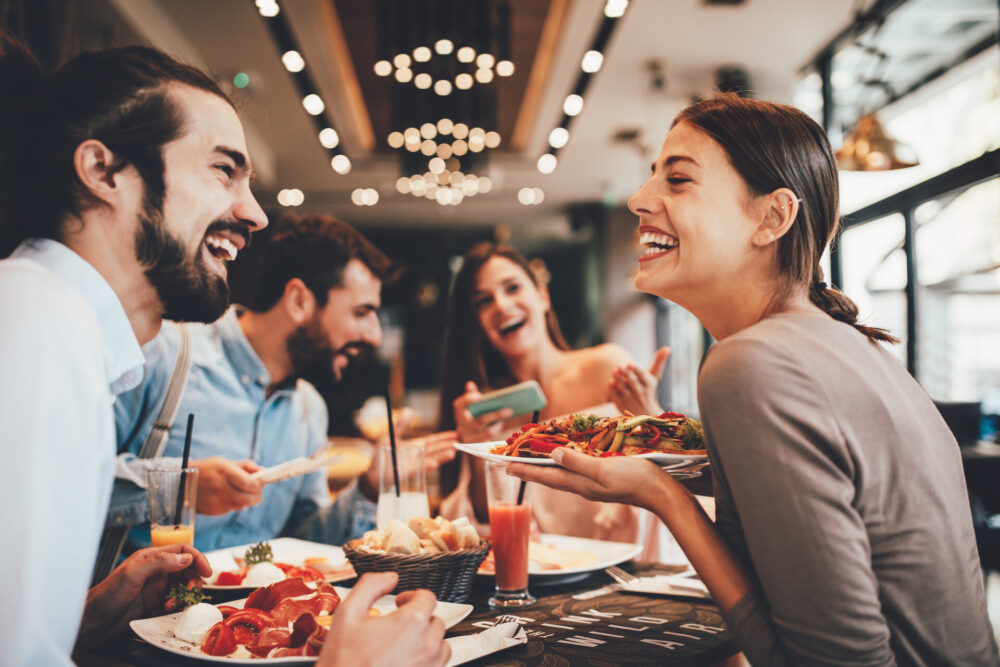 People having fun at dinner