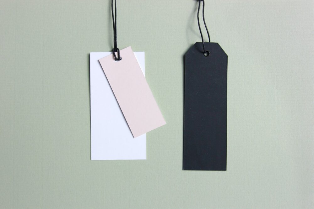Picture of two blank price tags 
