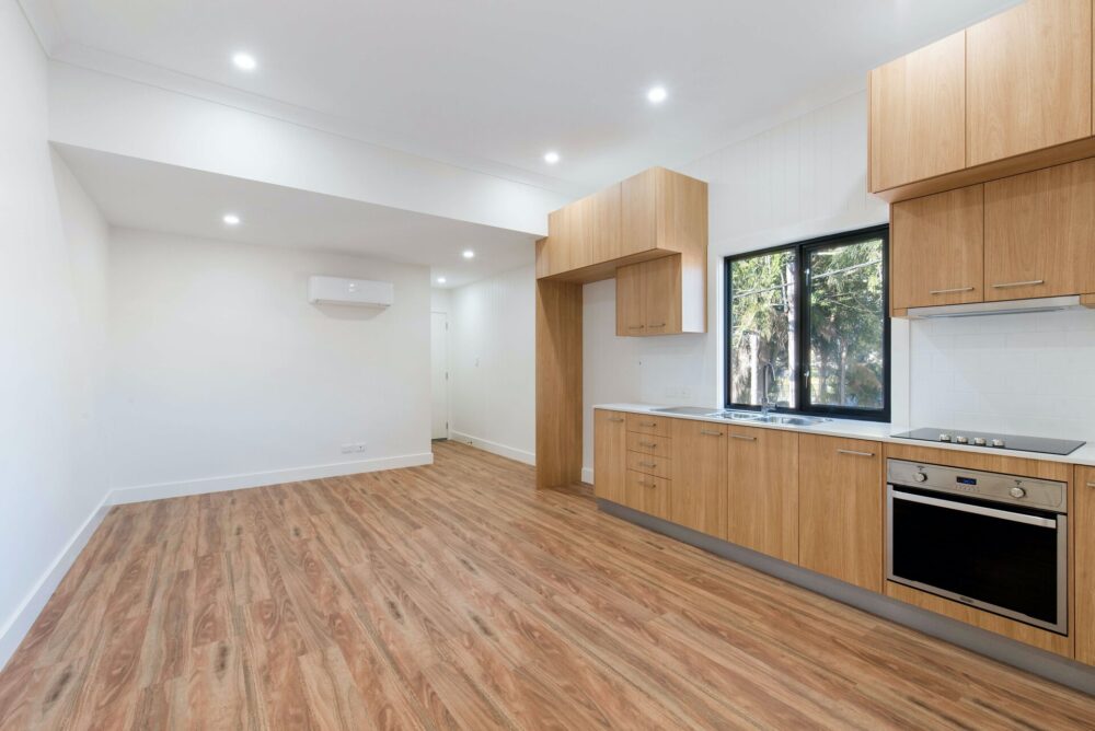 A partially furnished kitchen