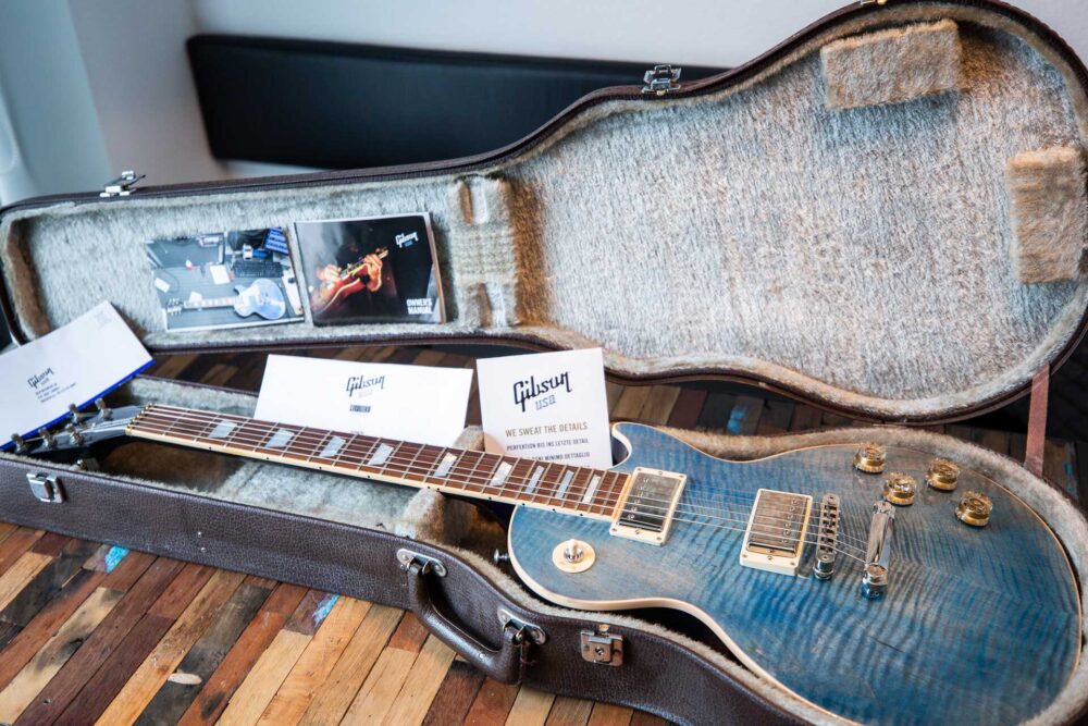 Gibson guitar in a hard case