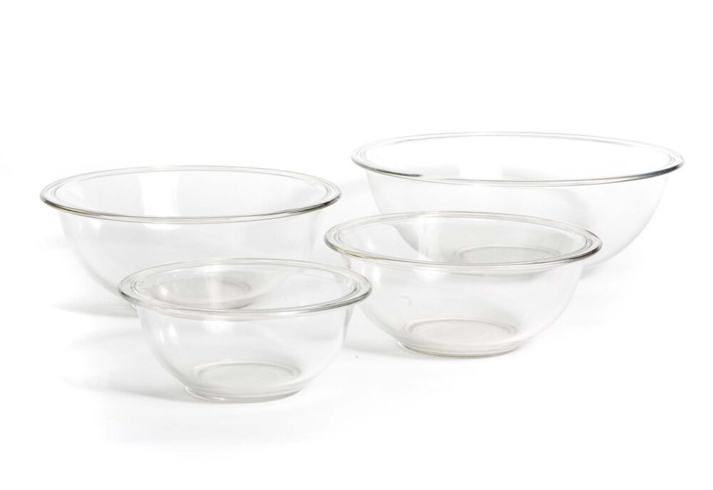 4 glass mixing bowls