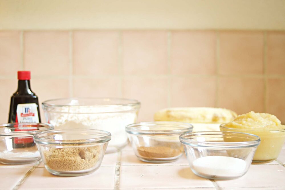 Glass bowls with ingredients